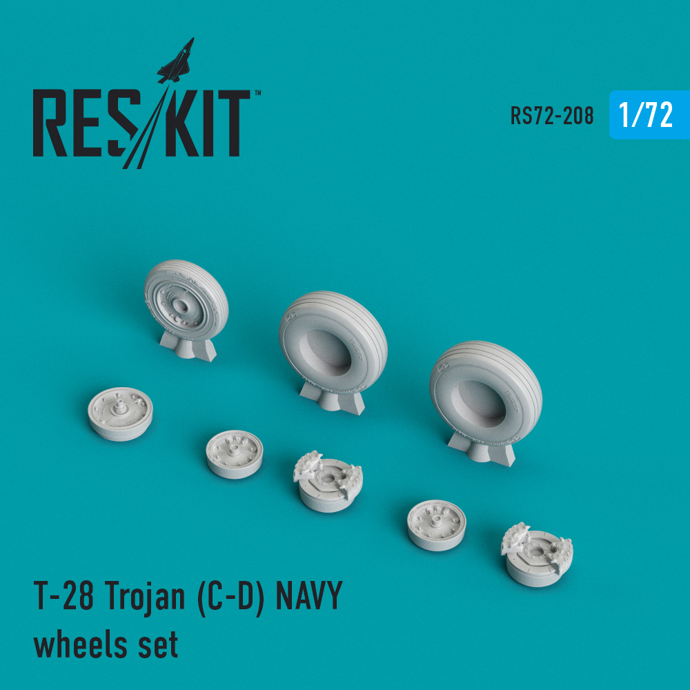 Additions (3D resin printing) 1/72 North-American T-28 Trojan NAVY wheels set (ResKit)