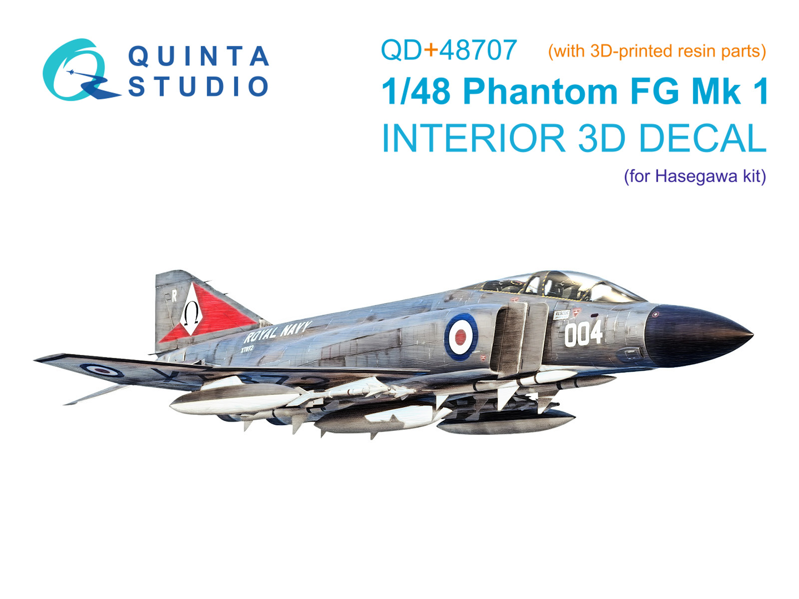 F-4K Phantom FG.1 3D-Printed & coloured Interior on decal paper (Hasegawa) (with 3D-printed resin parts)