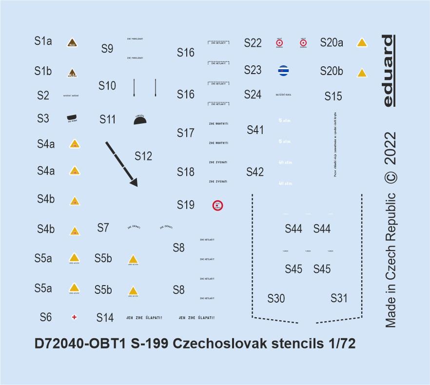 Decal 1/72 S-199 Czechoslovak stencils (EDU)