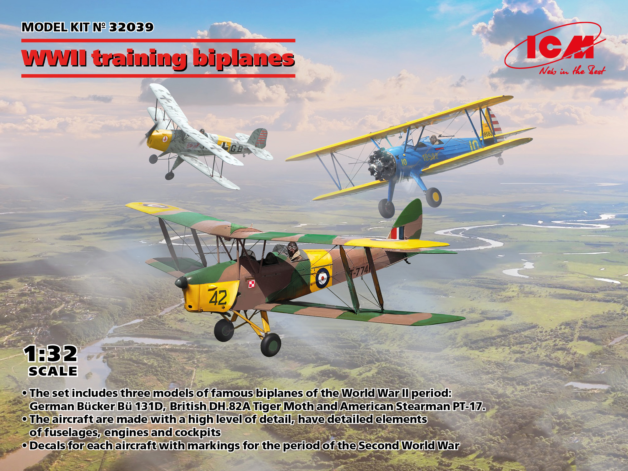 Model kit 1/32 Training Biplanes WWII (3 kits) (ICM)