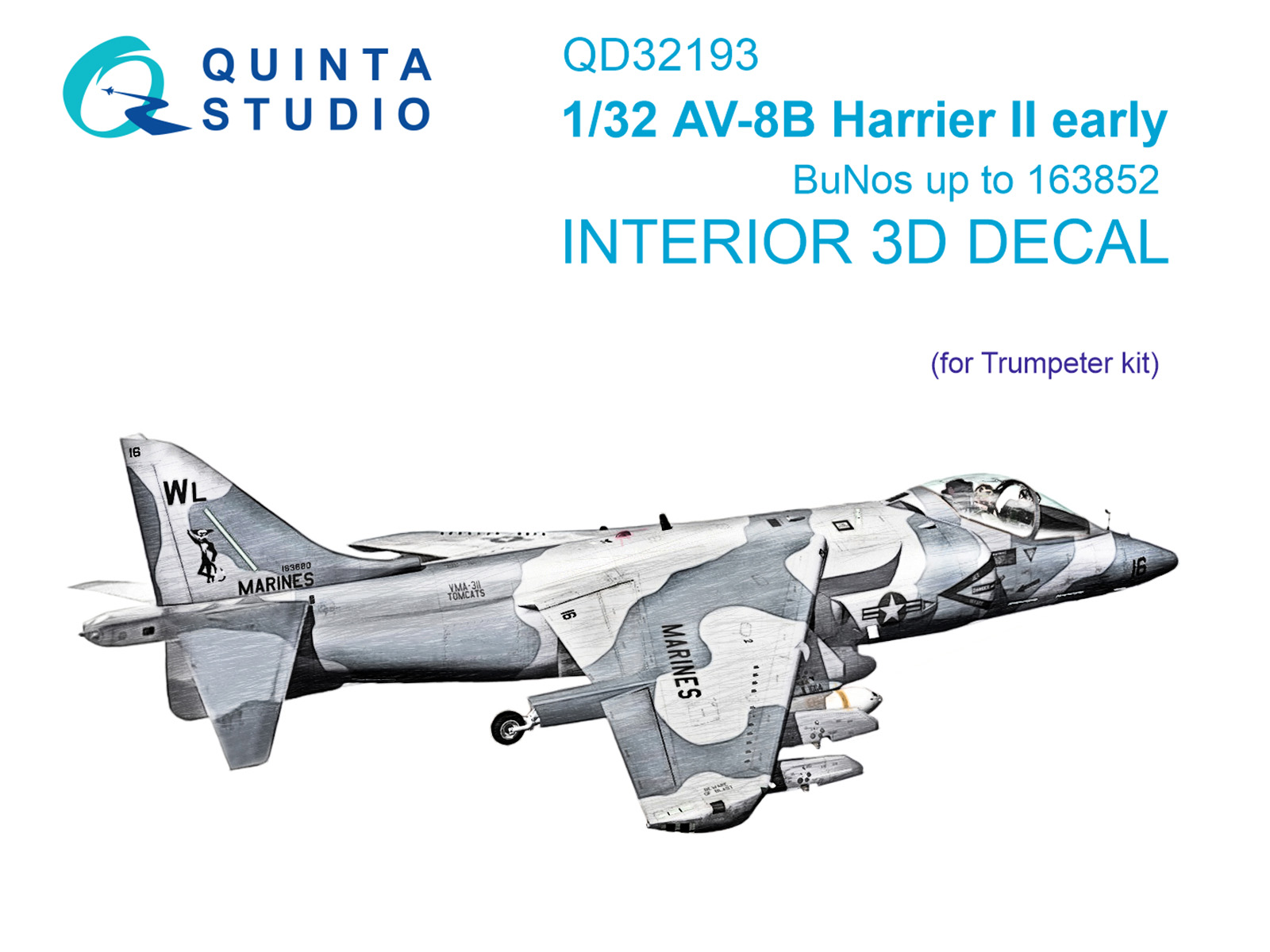 AV-8B Harrier II early 3D-Printed & coloured Interior on decal paper (Trumpeter)