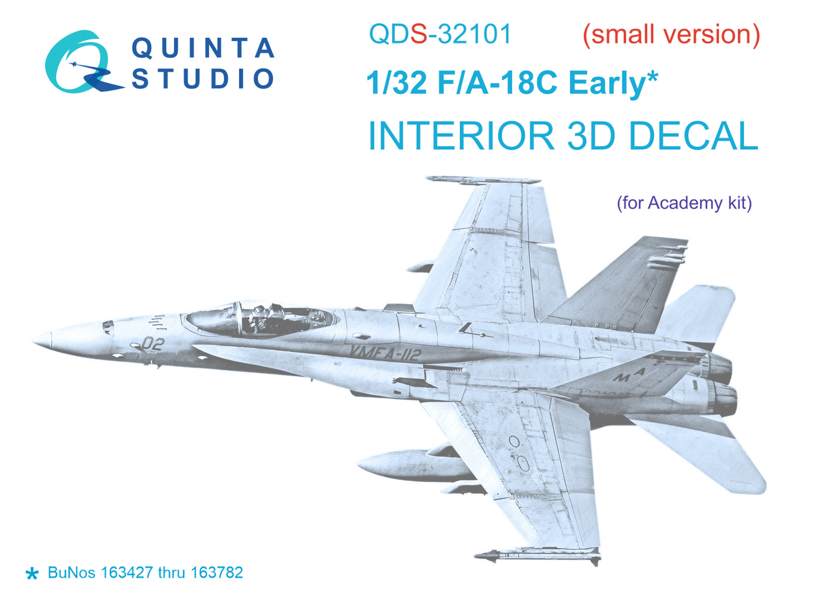 F/A-18C Early 3D-Printed & coloured Interior on decal paper (Academy) (Small version)