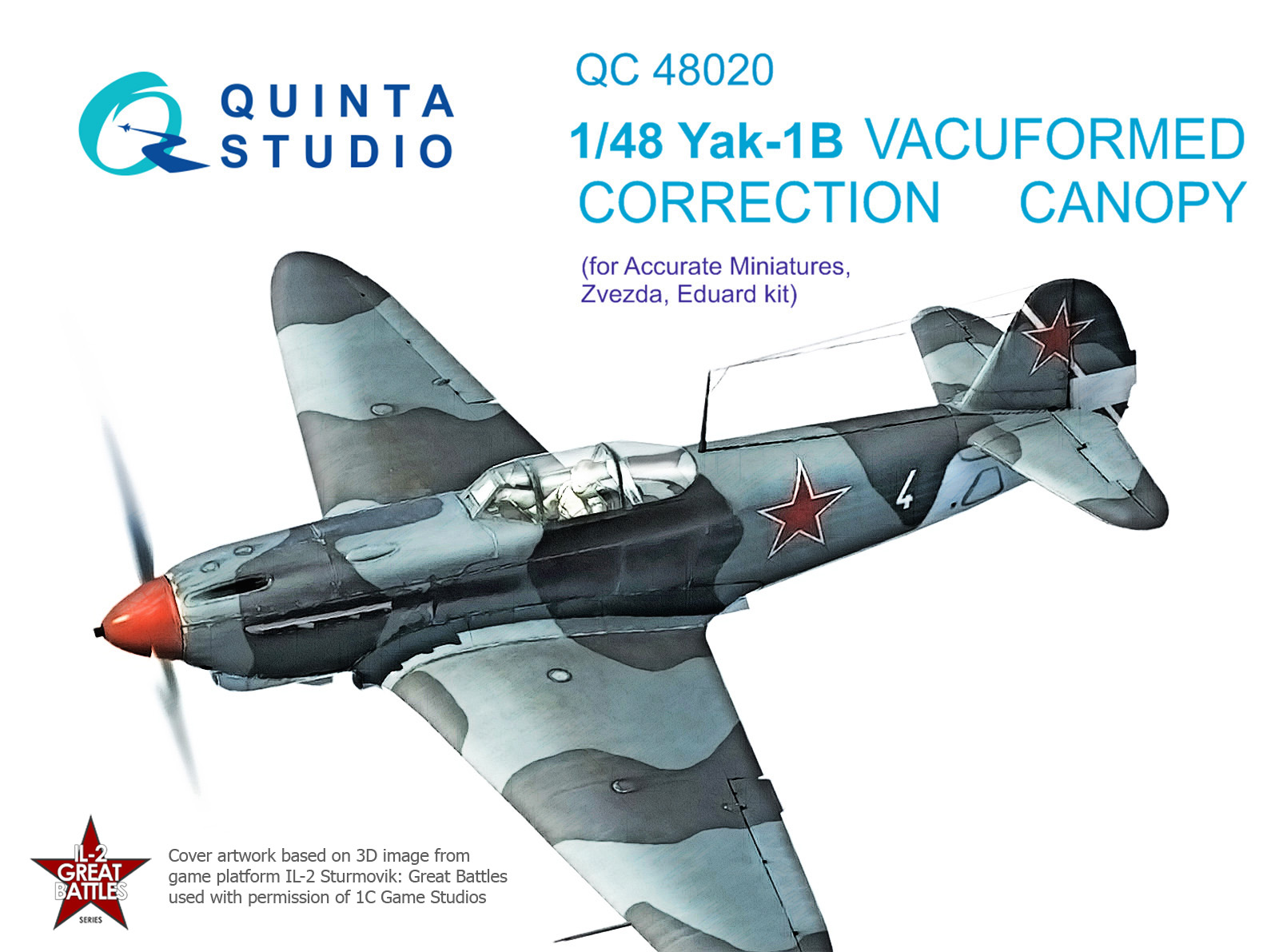 Yak-1B correction vacuuformed clear canopy, 1 pcs, (for Accurate miniatures/Zvezda/Eduard kit)