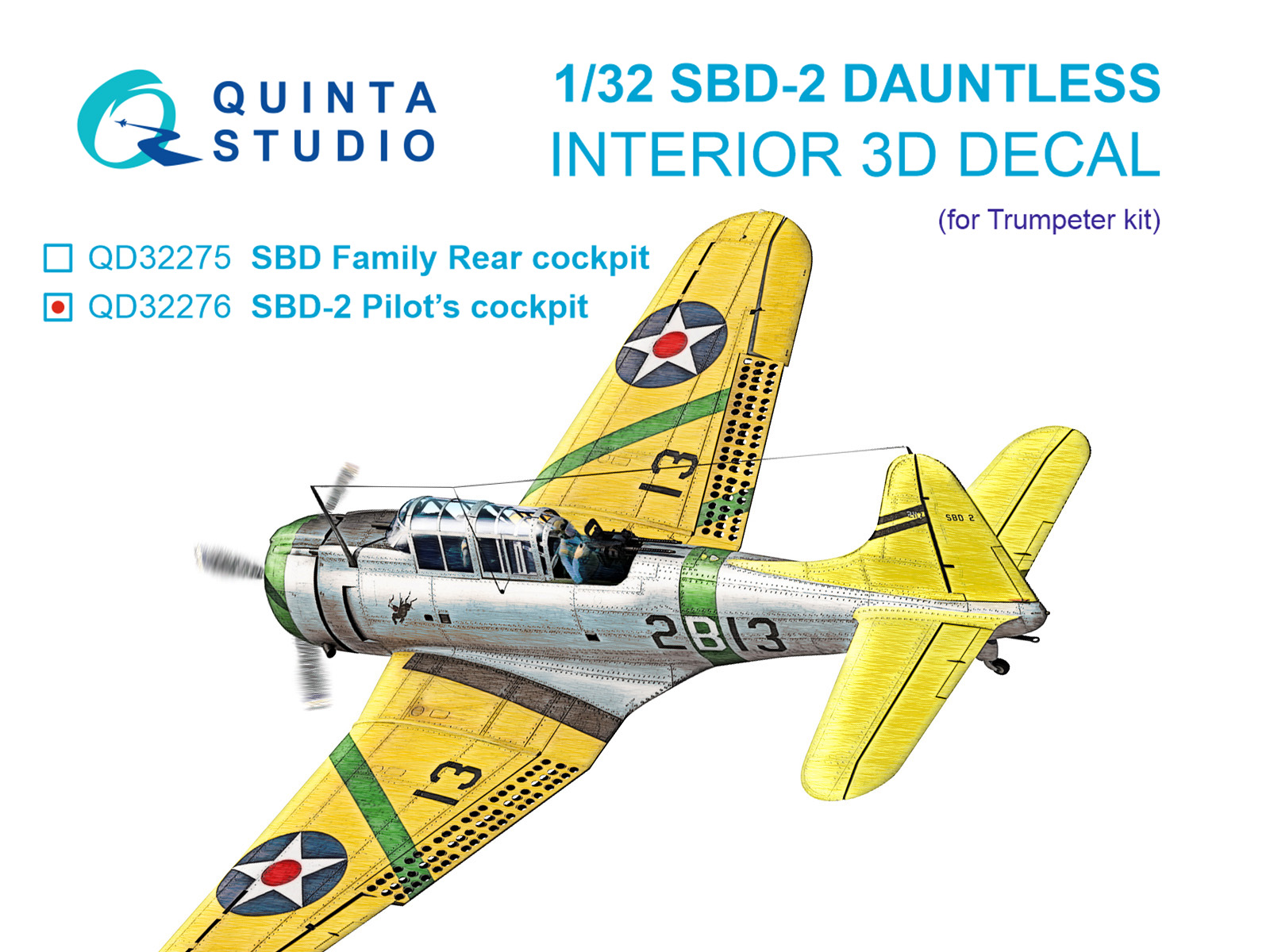 SBD-2 Dauntless Pilot's Cockpit  3D-Printed & coloured Interior on decal paper (Trumpeter)