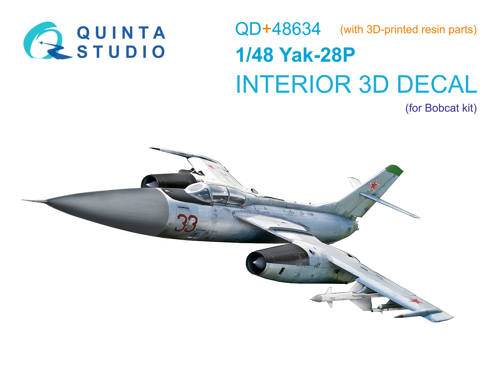 Yak-28P 3D-Printed & coloured Interior on decal paper (Bobcat) (with 3D-printed resin parts)