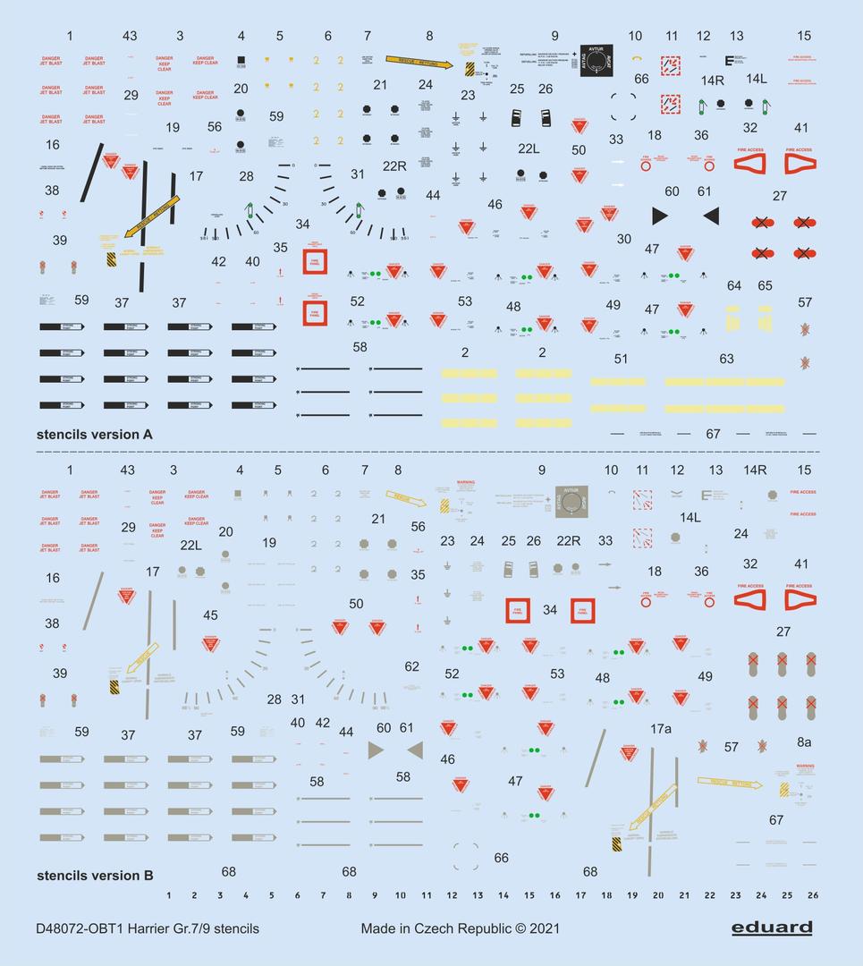 Decal 1/48 Harrier Gr.7/9 stencils (REV/HAS)