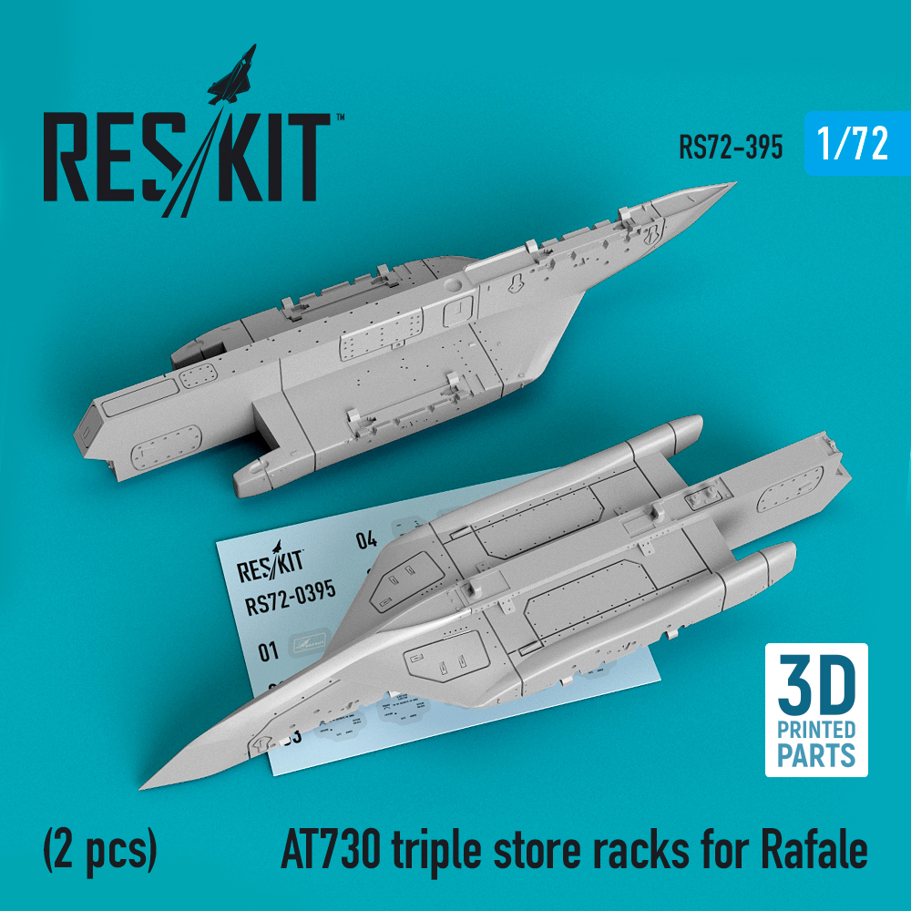 Additions (3D resin printing) 1/72 AT730 triple store racks for Dassault Rafale (2 pcs) (ResKit)