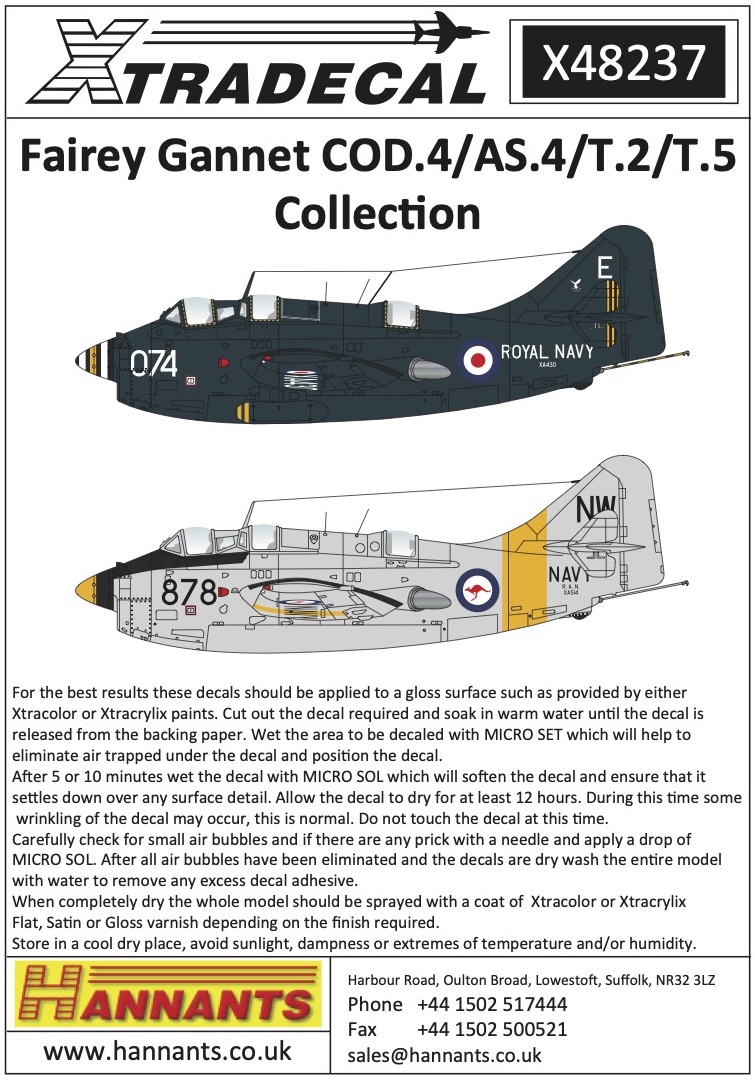 Decal 1/48 Fairey Gannet COD.4/AS.4/T.2/T.5 Collection (9) (Xtradecal)