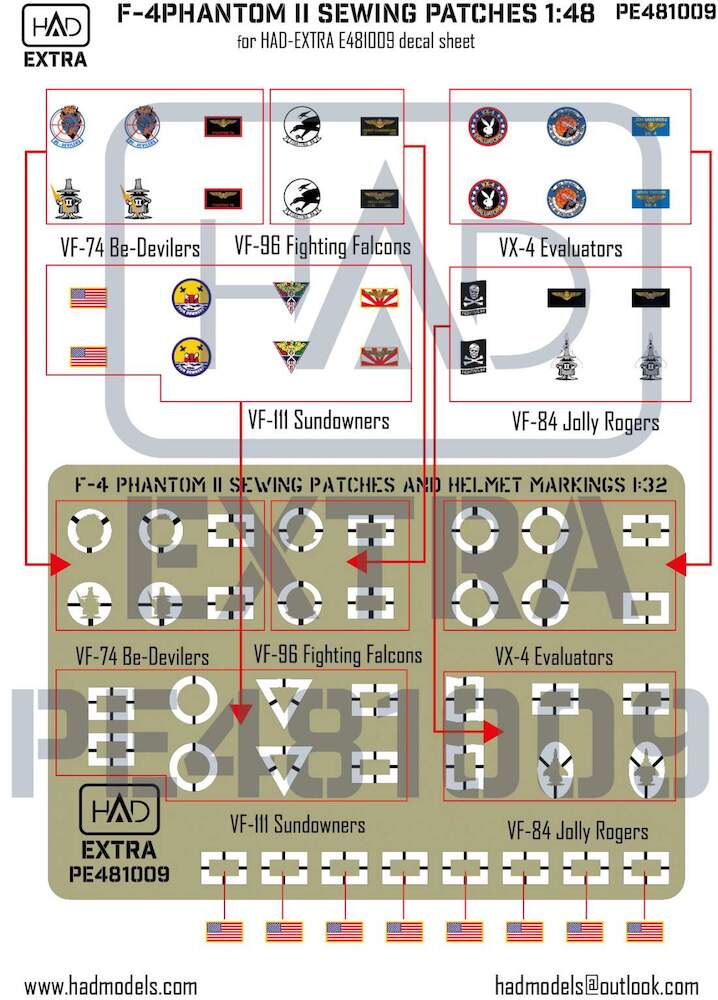 Decal 1/48 F-4 Phantom II Helmet & dress sewing markings (HAD)