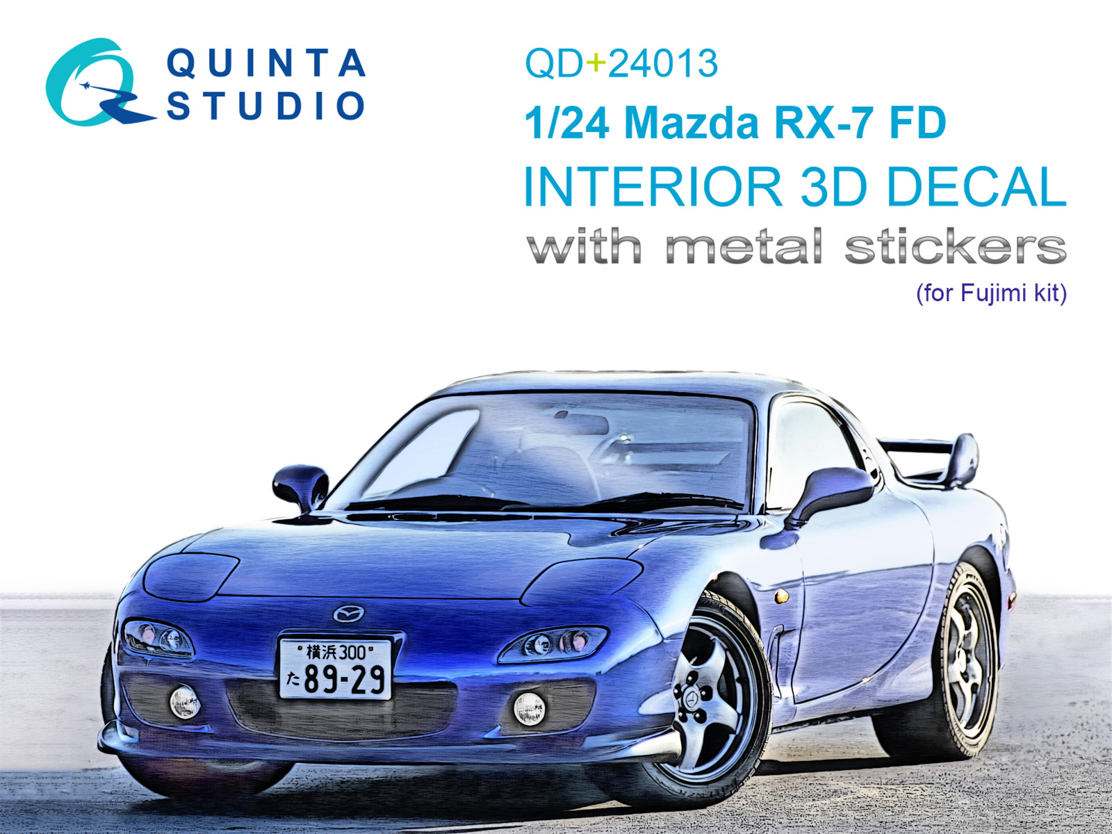 Mazda RX-7 FD 3D-Printed & coloured Interior on decal paper (Fujimi) (with metal sticker parts)