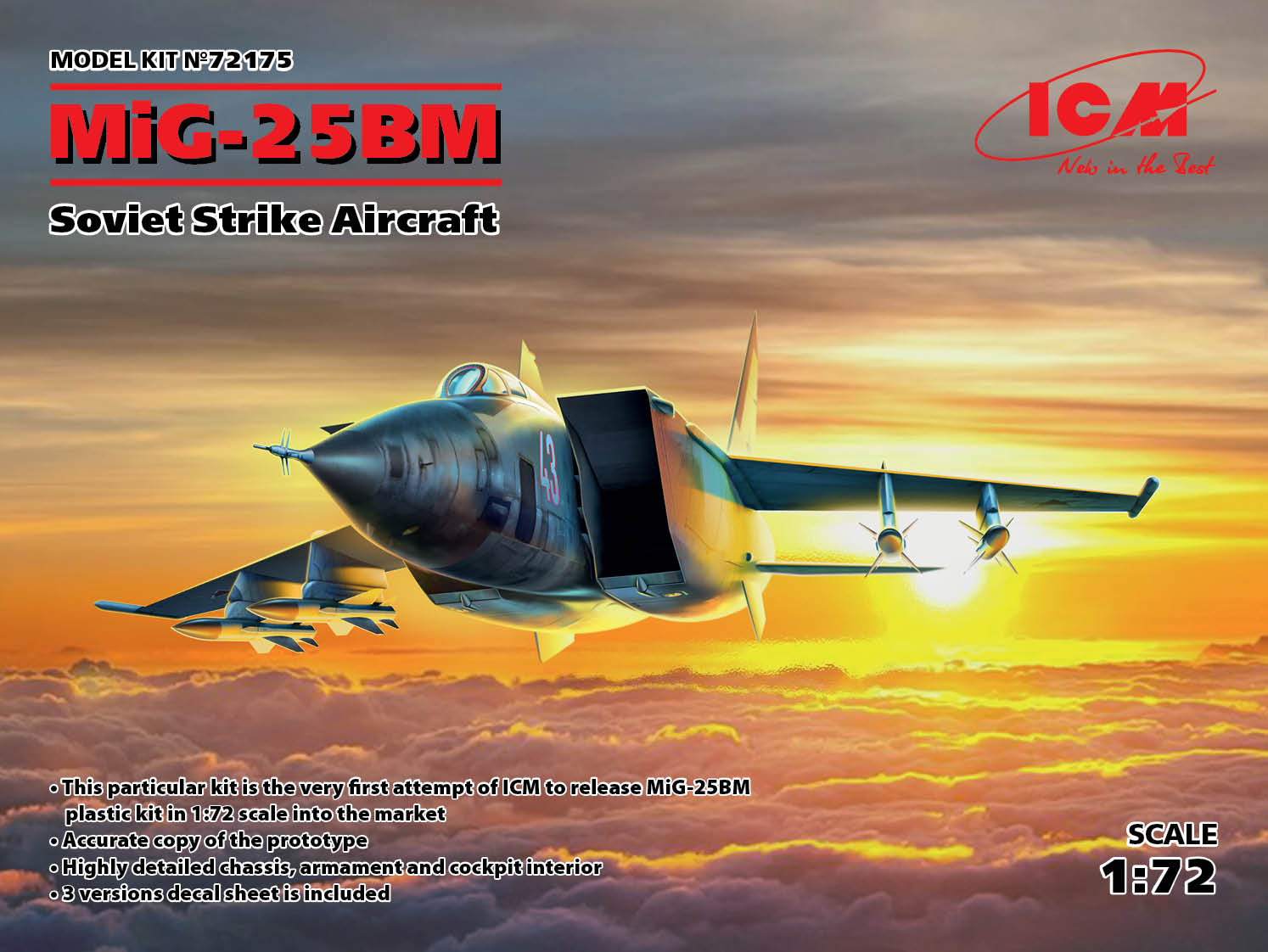 Model kit 1/72 Mikoyan MiG-25BM Soviet Strike Aircraft (ICM)
