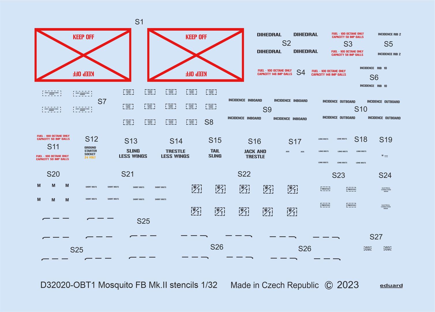 Decal 1/32 Mosquito FB Mk.II stencils (TAM)