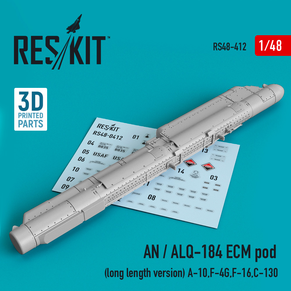 Additions (3D resin printing) 1/48 AN / ALQ-184 ECM pod (long length version) (ResKit)