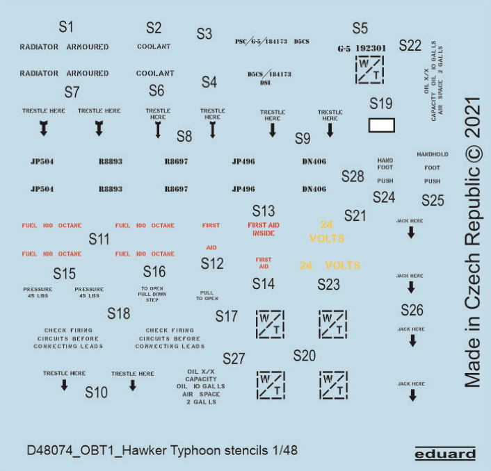 Decal 1/48 Hawker Typhoon stencils (HAS)