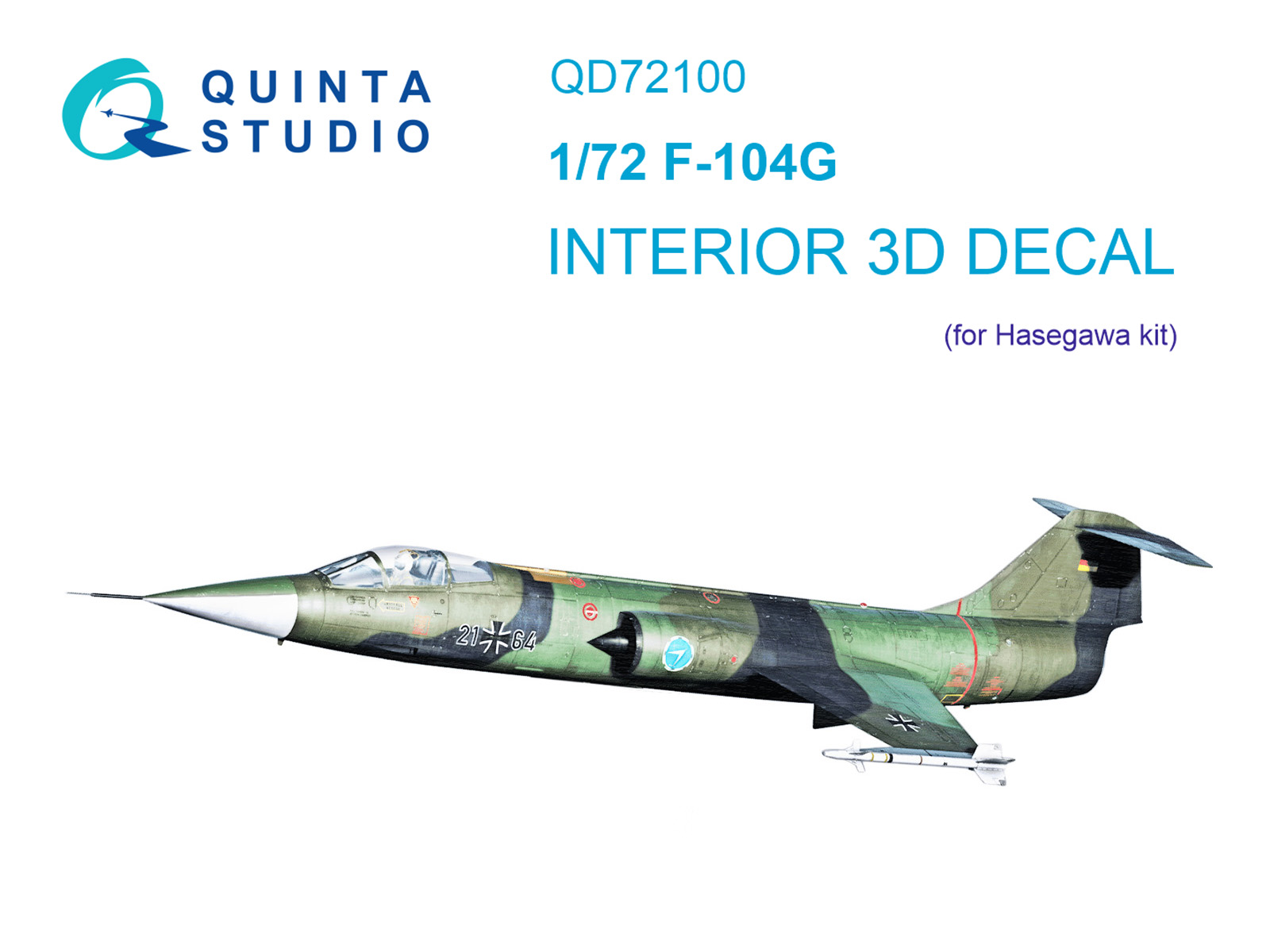 F-104G 3D-Printed & coloured Interior on decal paper (Hasegawa)