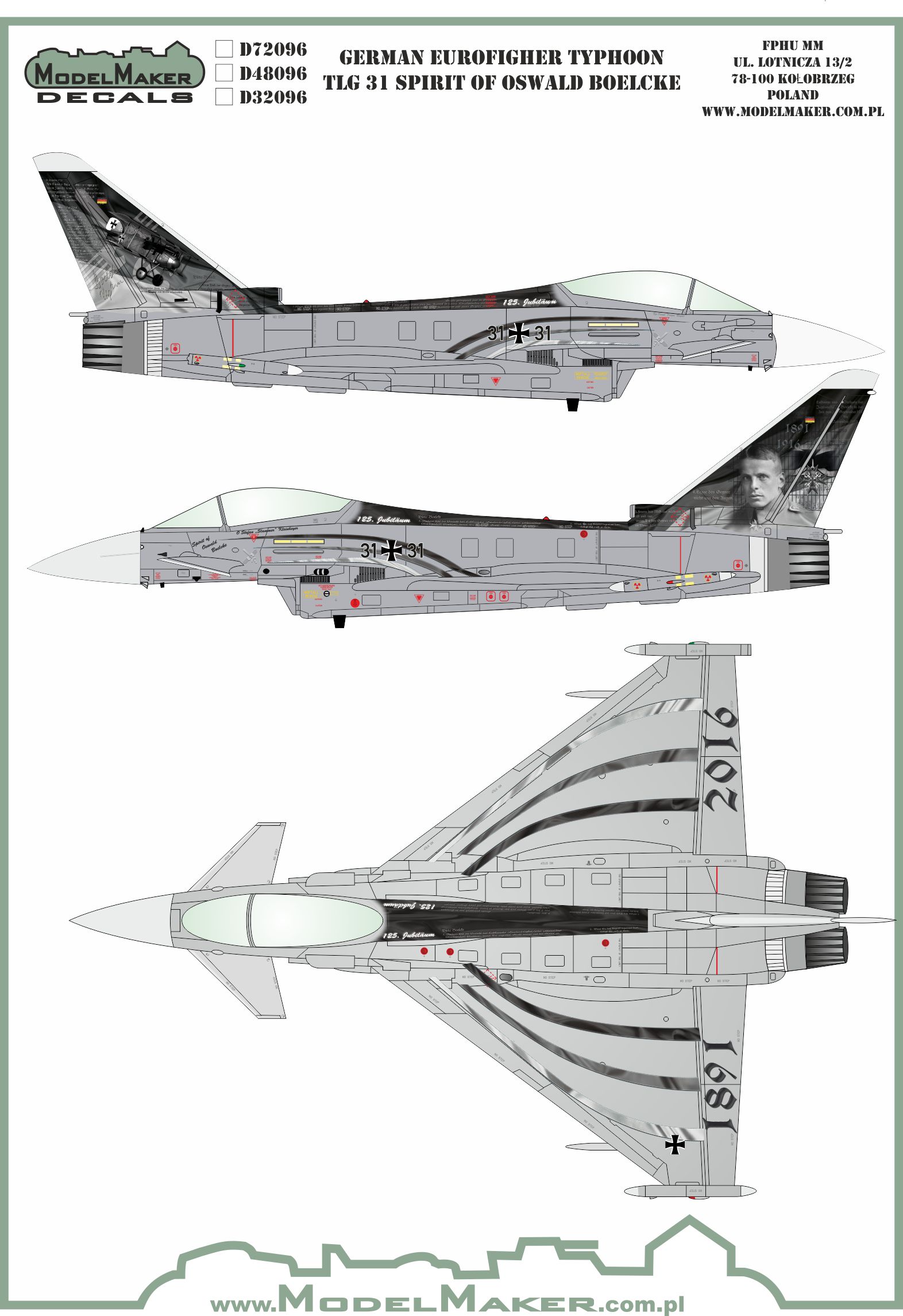 Decal 1/72 German Eurofigher Typhoon TLG 31 Spirit of Oswald Boelcke  (Model Maker Decals)