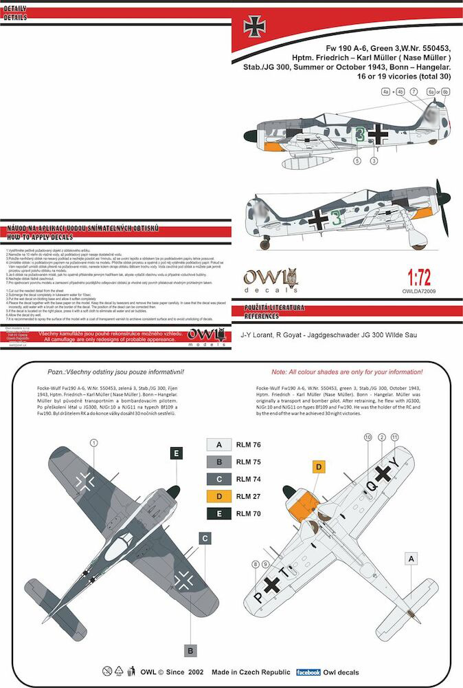 Decal 1/48 Nachtslacht W.Nr. 001 (AR66, He46) (Owl Decals)