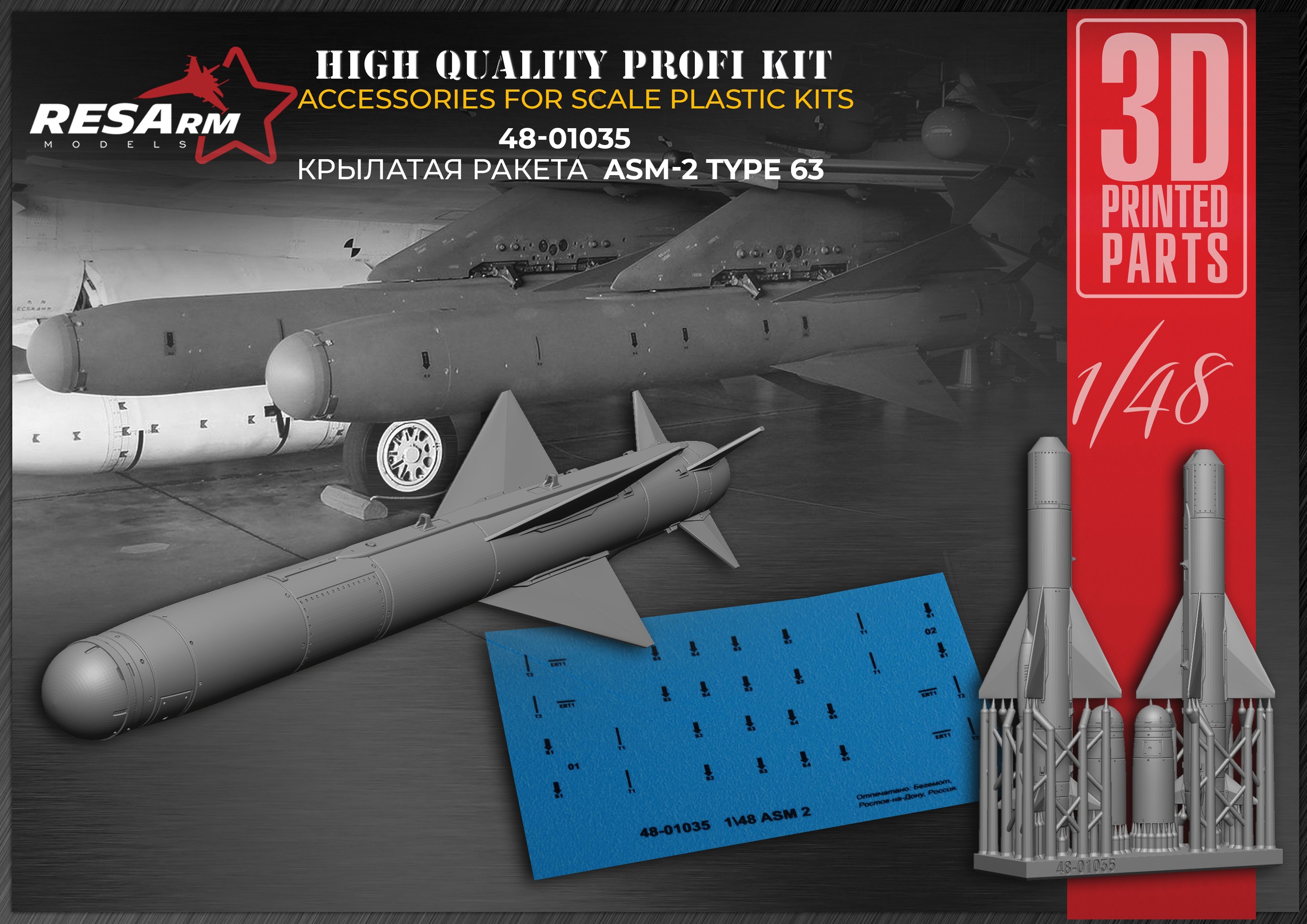 Additions (3D resin printing) 1/48 ASM-2 Type 63 Cruise Missile (RESArm)