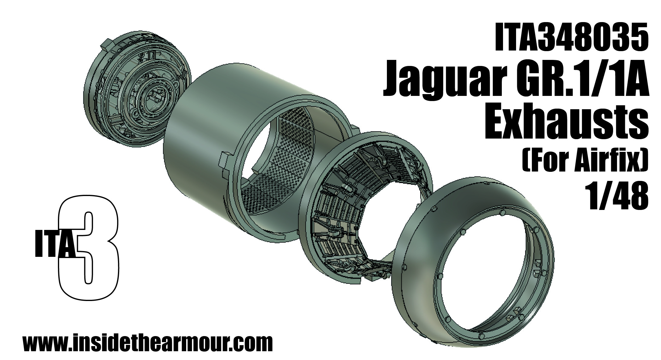 Additions (3D resin printing) 1/48 BAC/SEPECAT Jaguar GR.1/GR.1A Exhausts (designed to be used with 2025 release Airfix kits)