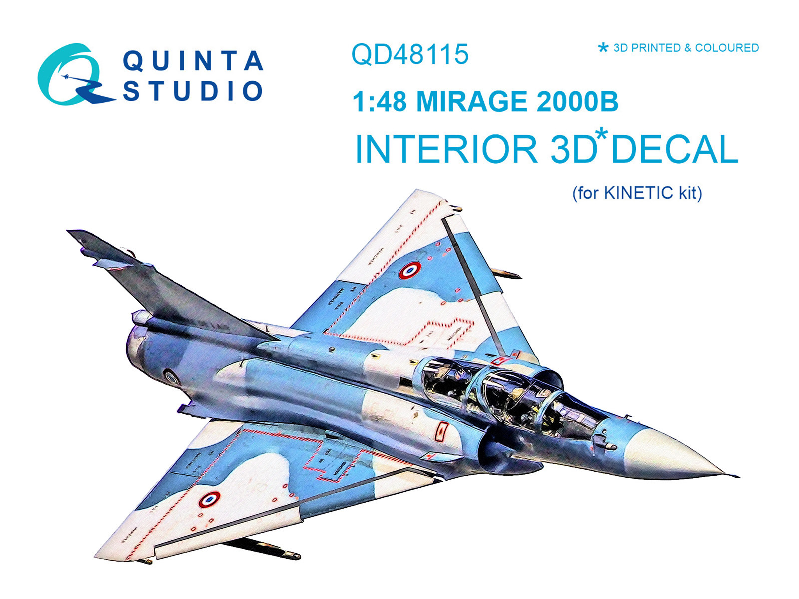 Mirage 2000B 3D-Printed & coloured Interior on decal paper (for Kinetic  kit)