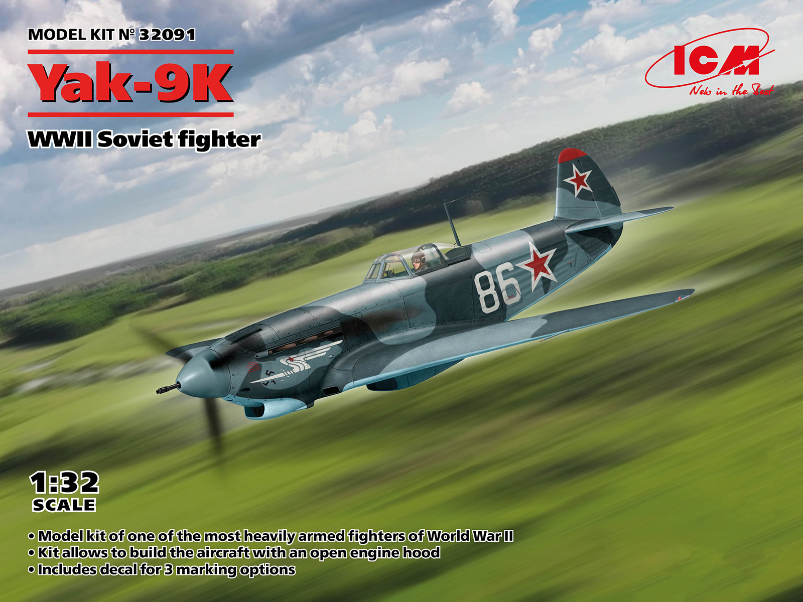 Model kit 1/32 Yakovlev Yak-9K (ICM) (damage box)