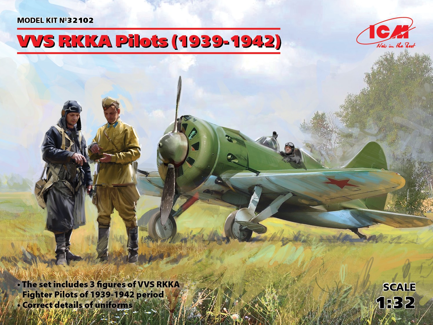 Figures (resin) 1/32 VVS RKKA Pilots 1939-1942 (3 fig.) (ICM)