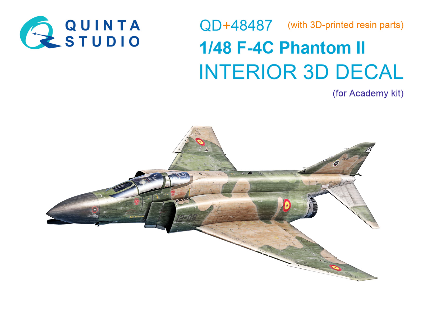 F-4C Phantom II 3D-Printed & coloured Interior on decal paper (Academy) (with 3D-printed resin parts)