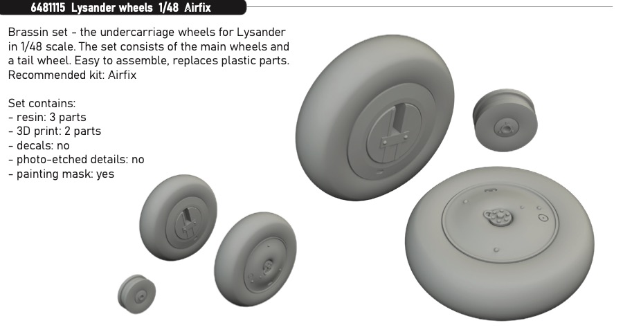 Additions (3D resin printing) 1/48 Westland Lysander (designed to be used with Airfix kits) 