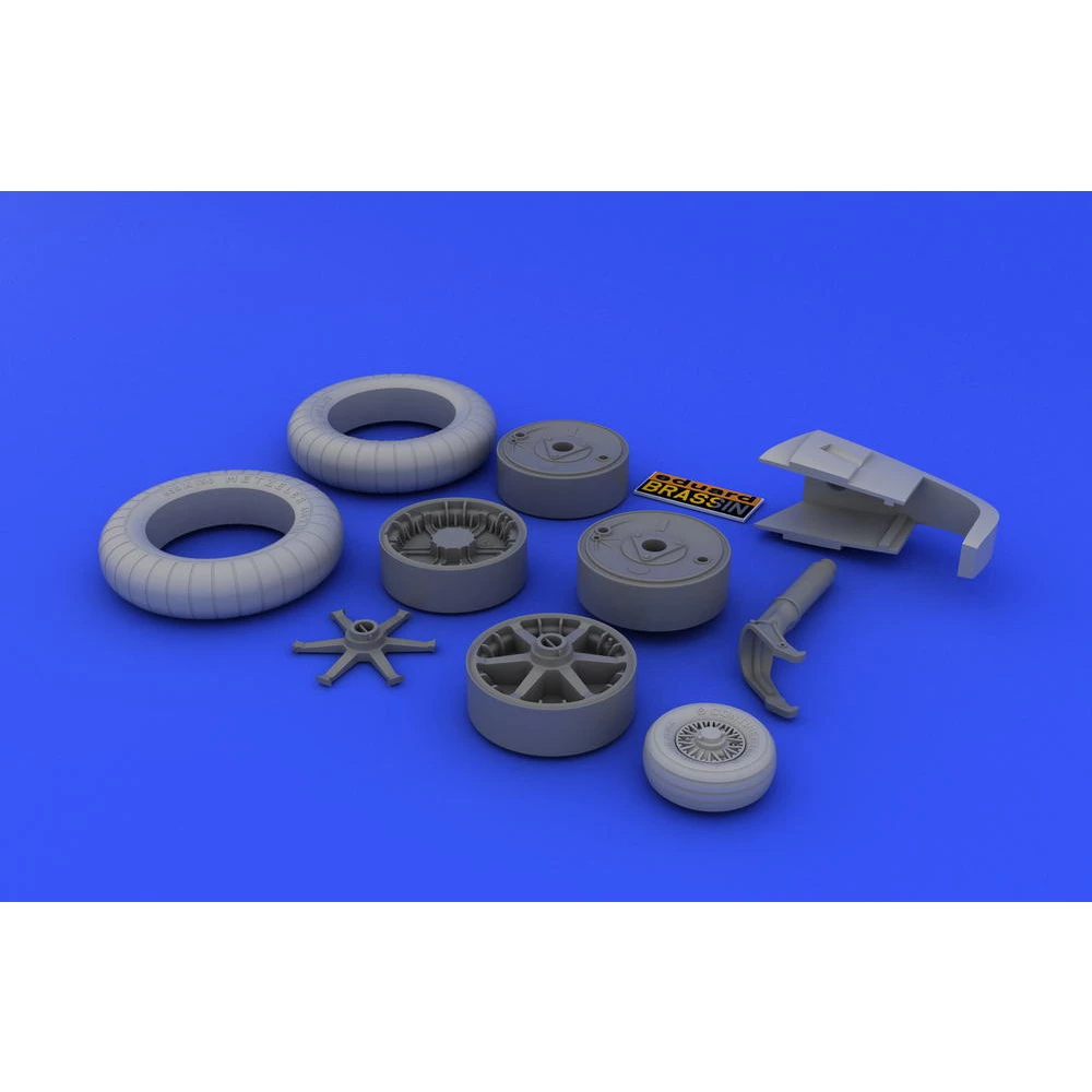Additions (3D resin printing) 1/32      Messerschmitt Bf-109E-3/Bf-109E-4 wheels with weighted tyre effect (designed to be used with Eduard kits) 