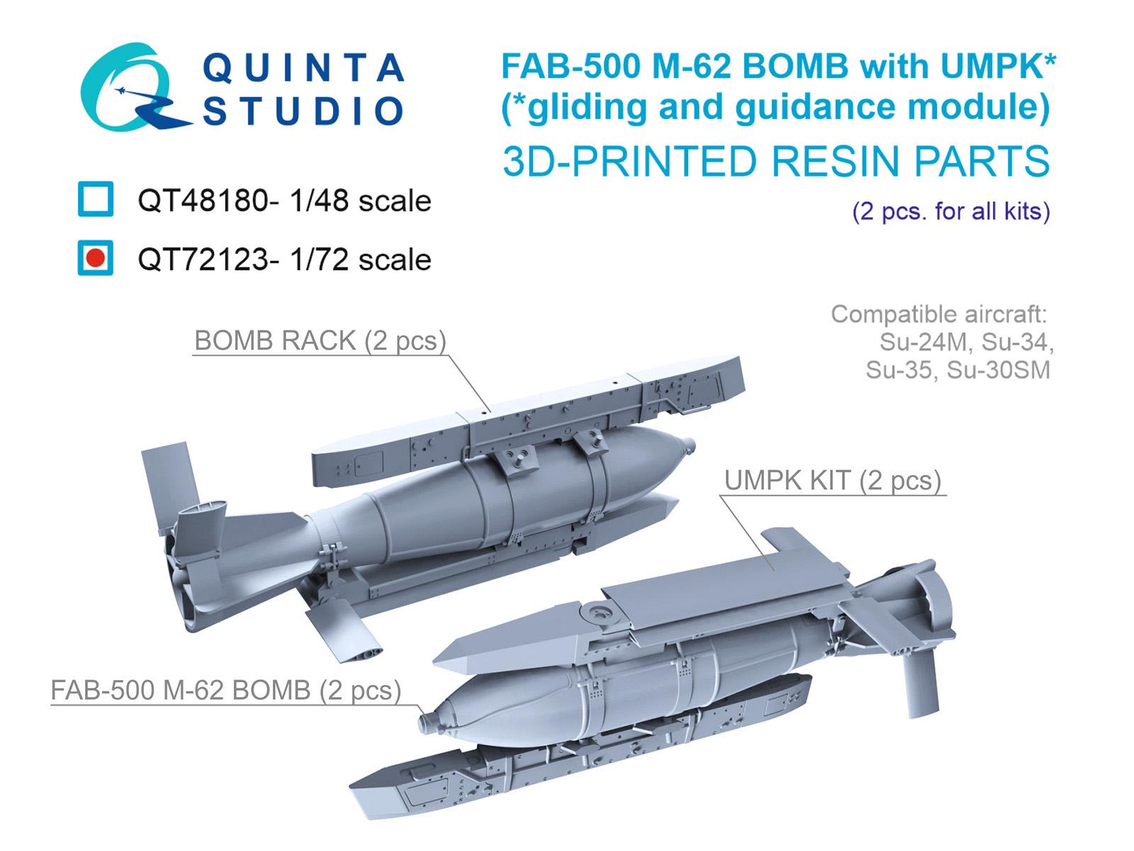 FAB-500 M-62 with UMPK, Guided Glide Bombs, 2 pcs (for all kits)