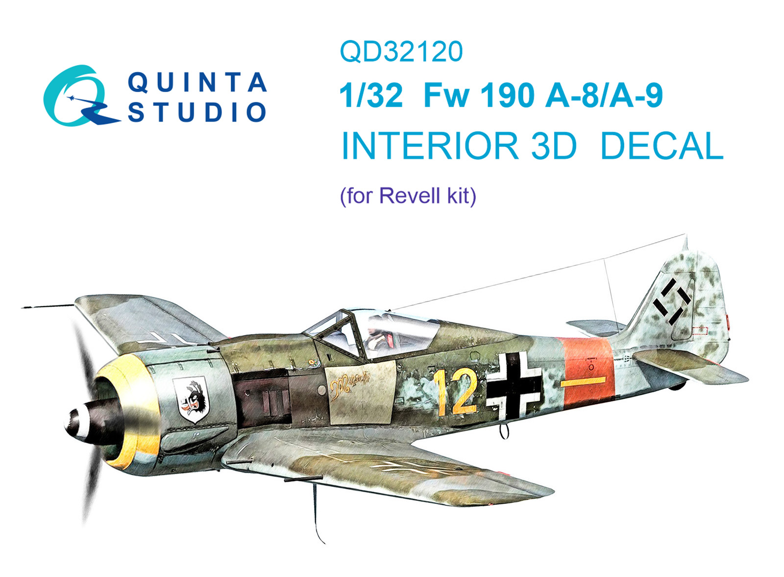  Fw 190 A-8/A-9 3D-Printed & coloured Interior on decal paper (Revell)