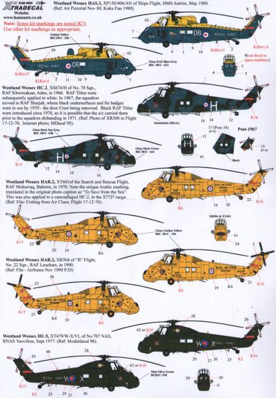 Decal 1/48 Westland Wessex HC.2 (9) (Xtradecal)