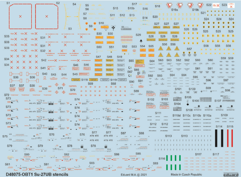Decal 1/48 Su-27UB stencils