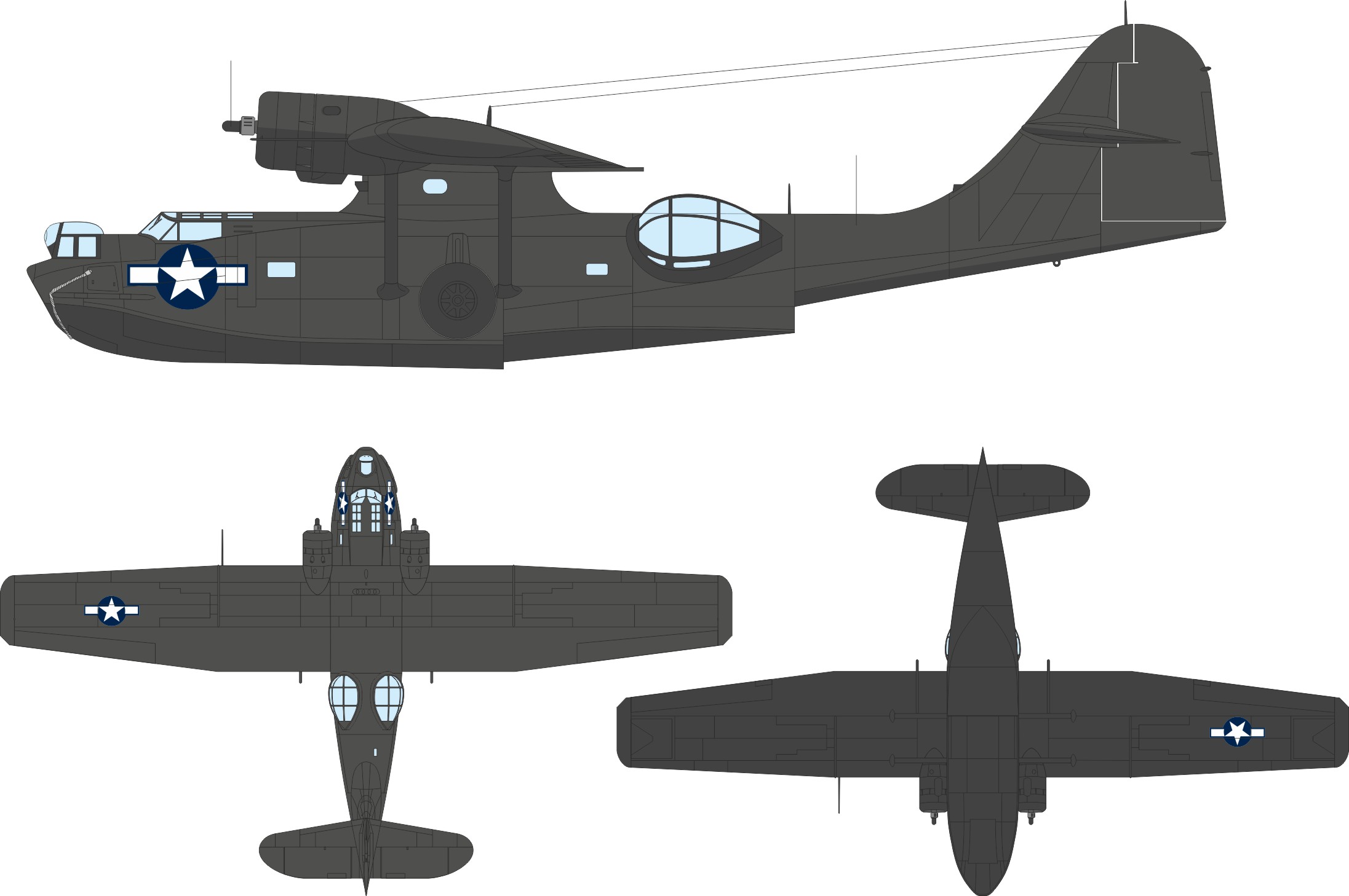 Paint Mask 1/48 Consolidated PBY-5A Catalina US national insignia (stars & bars) 1/48 (designed to be used with Eduard kits and Revell kits)