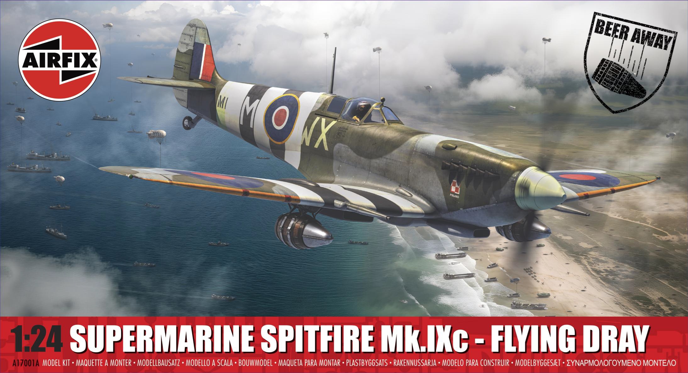 Model kit 1/24 Supermarine Spitfire Mk.IXc - Flying Dray (Airfix) (the opened package)