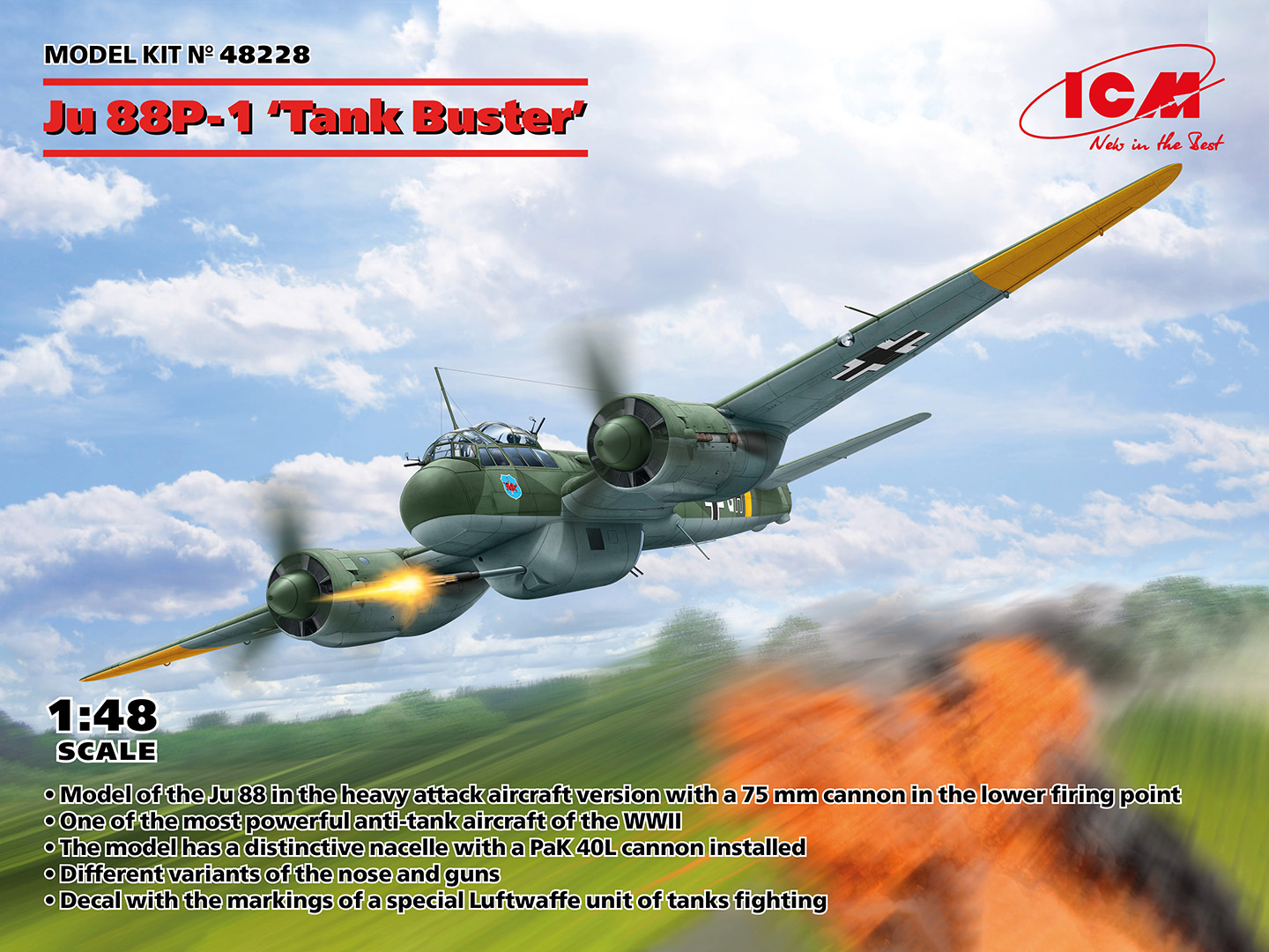 Model kit 1/48 Junkers Ju-88P-1 Tank Buster In early 1942 (ICM)