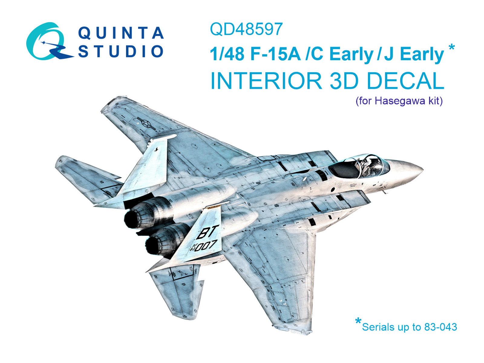 F-15A/F-15C Early/F-15J Early  3D-Printed & coloured Interior on decal paper (Hasegawa)