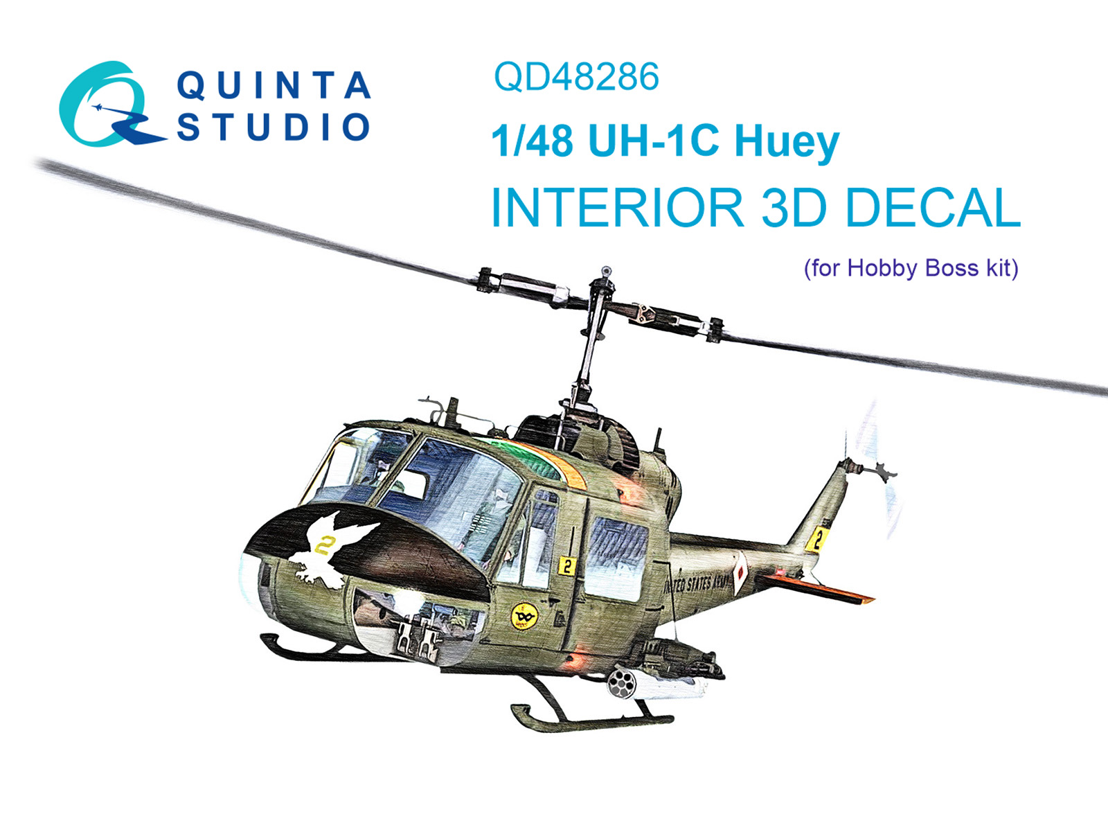 UH-1C 3D-Printed & coloured Interior on decal paper (HobbyBoss)
