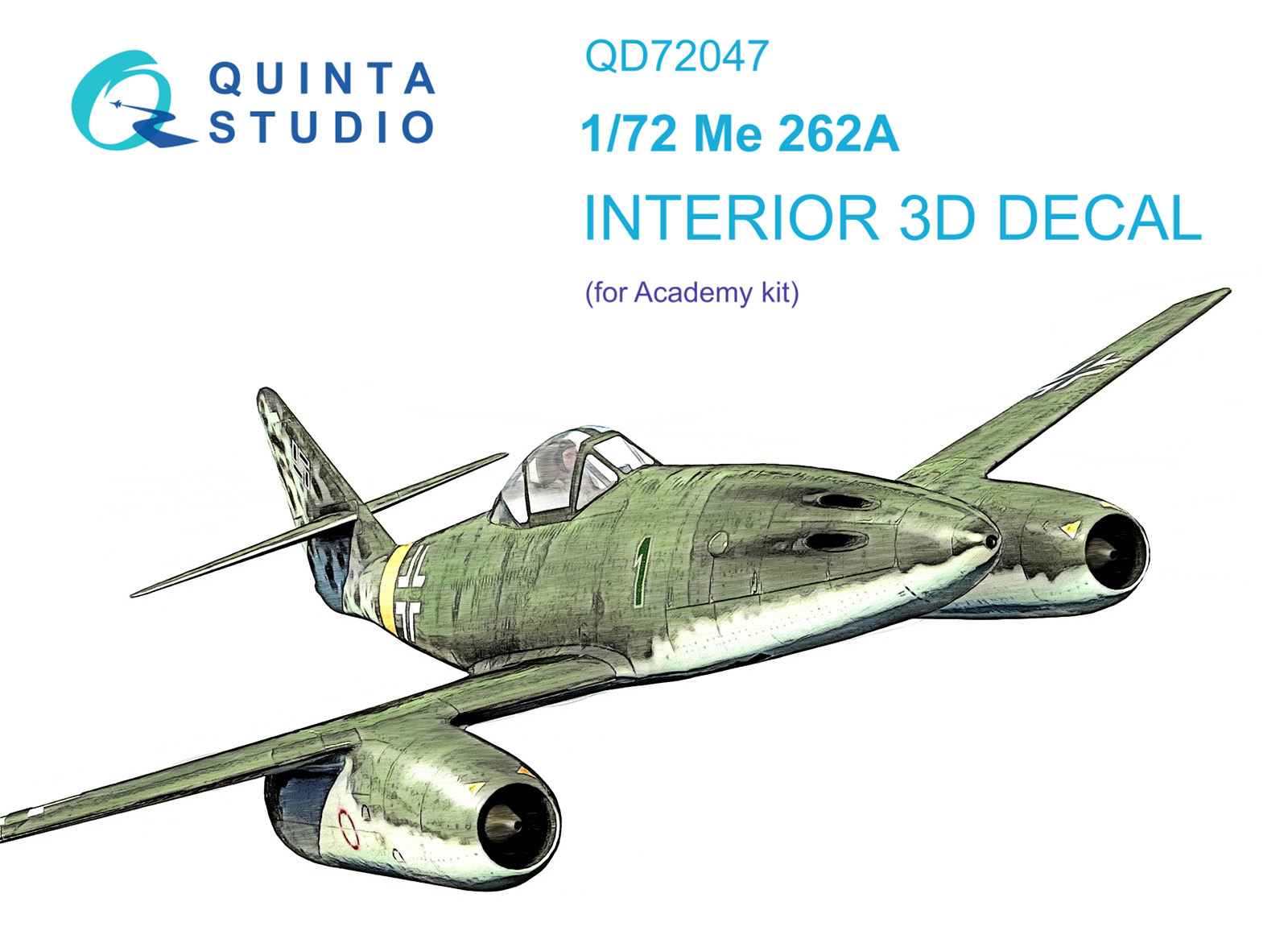 Me-262A 3D-Printed & coloured Interior on decal paper (Academy)