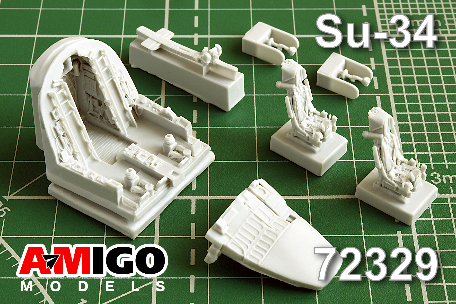 Additions (3D resin printing) 1/72 Su-34 aircraft cockpit with K-36DM (series 2) ejection seat (Amigo Models) 