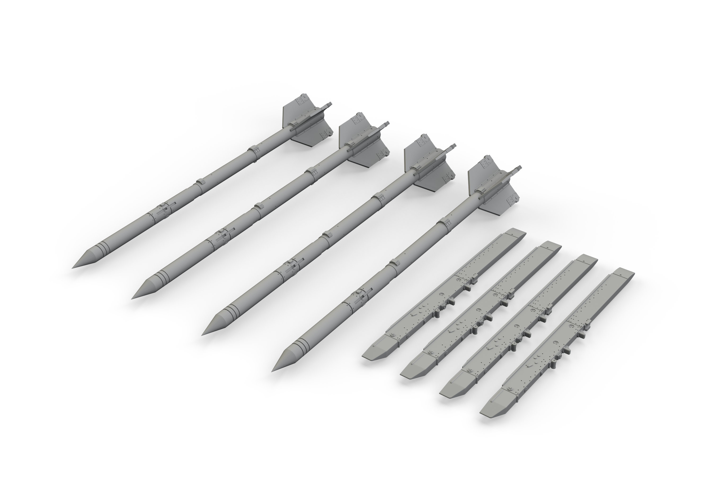 Additions (3D resin printing) 1/72 R-3R missiles for Mikoyan MiG-21 (designed to be used with Eduard kits)