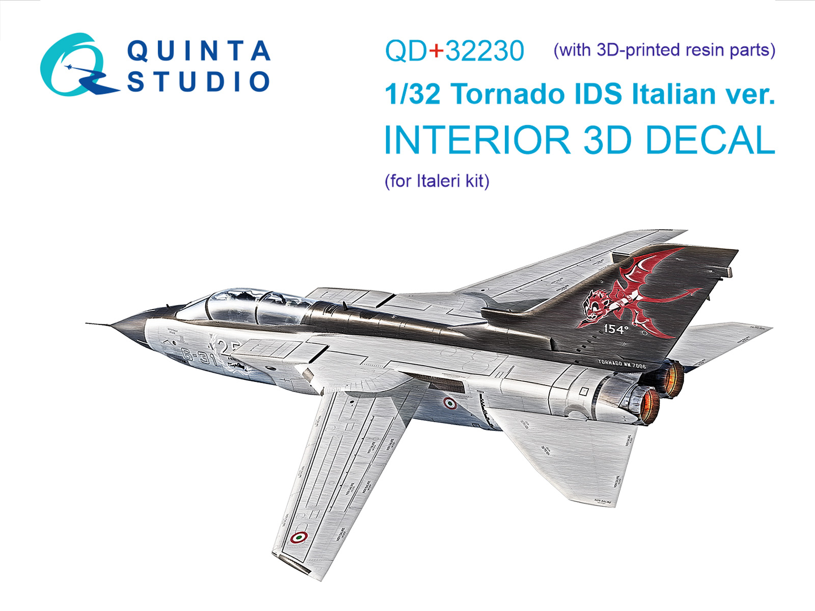 Tornado IDS Italian 3D-Printed & coloured Interior on decal paper (Italeri) (with 3D-printed resin parts)