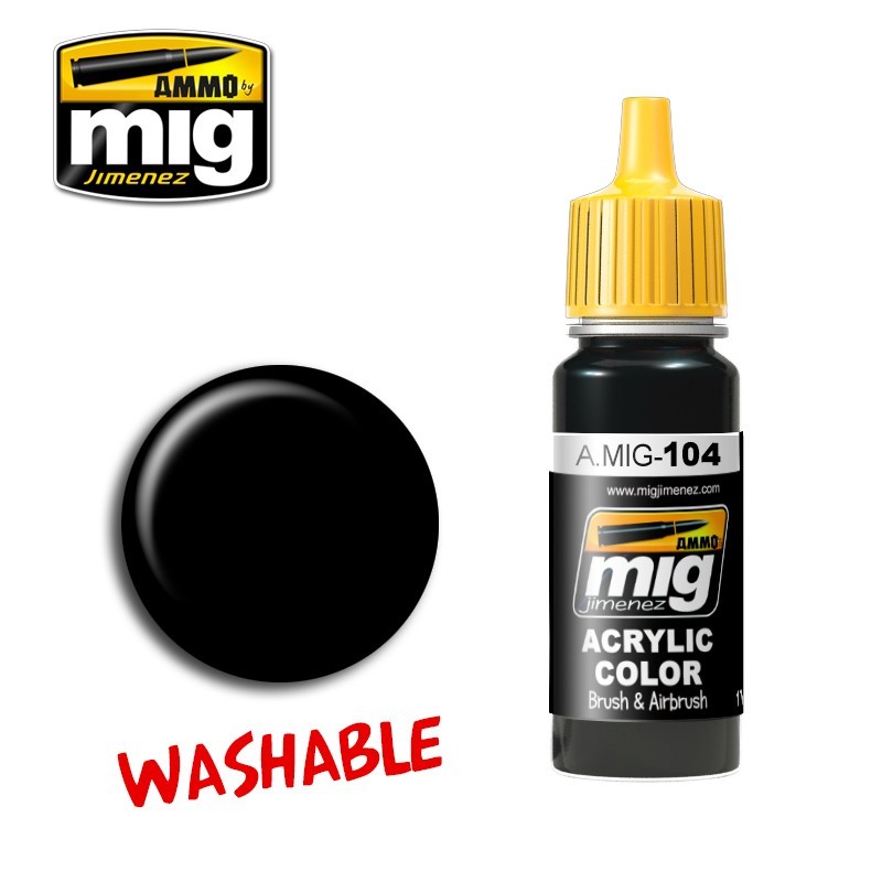 Acrylic paint WASHABLE BLACK (Ammo Mig) (17ml) 