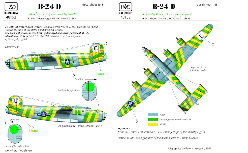 Decal 1/48 B-24D 'Green Dragon' USAAC 41-23683 (HAD)