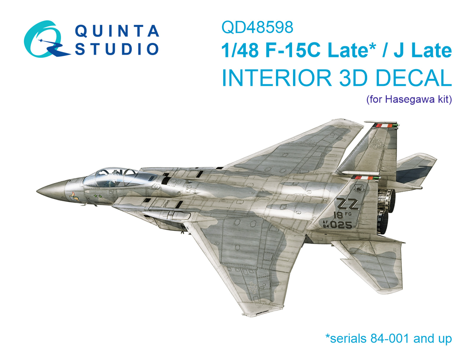 F-15C Late/F-15J Late 3D-Printed & coloured Interior on decal paper (Hasegawa)