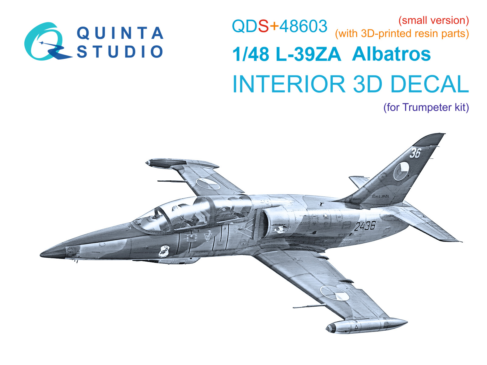 L-39ZA 3D-Printed & coloured Interior on decal paper (Trumpeter) (Small version) (with 3D-printed resin parts)