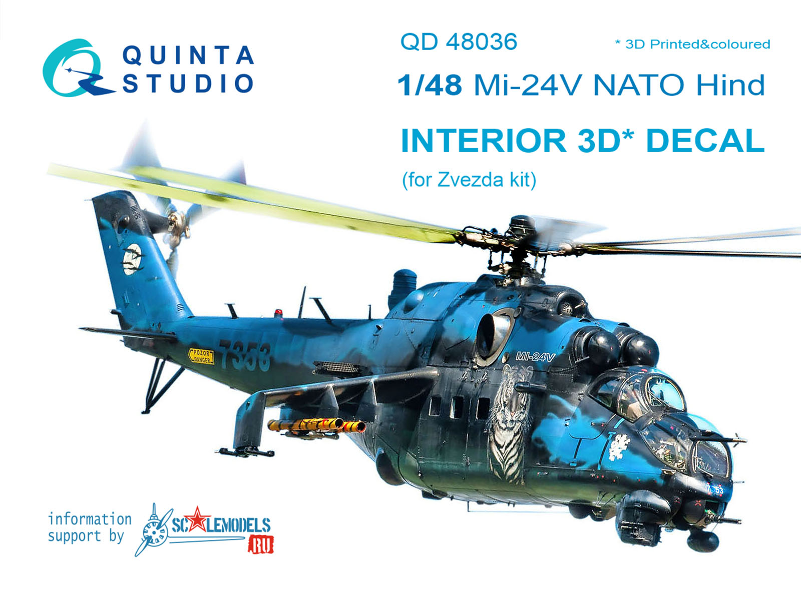 Mi-24V NATO (black panels)  3D-Printed & coloured Interior on decal paper (for Zvezda kit)