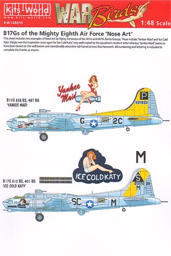 Decal 1/48 Boeing B-17G Flying Fortress 8th Air Force Nose Art (2) (Kits-World)