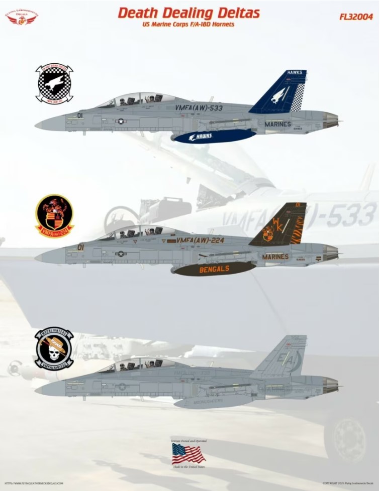 Decal 1/32 'Death Dealing Deltas' US Marine Corps McDonnell-Douglas F/A-18D's at War (Flying Leathernecks)