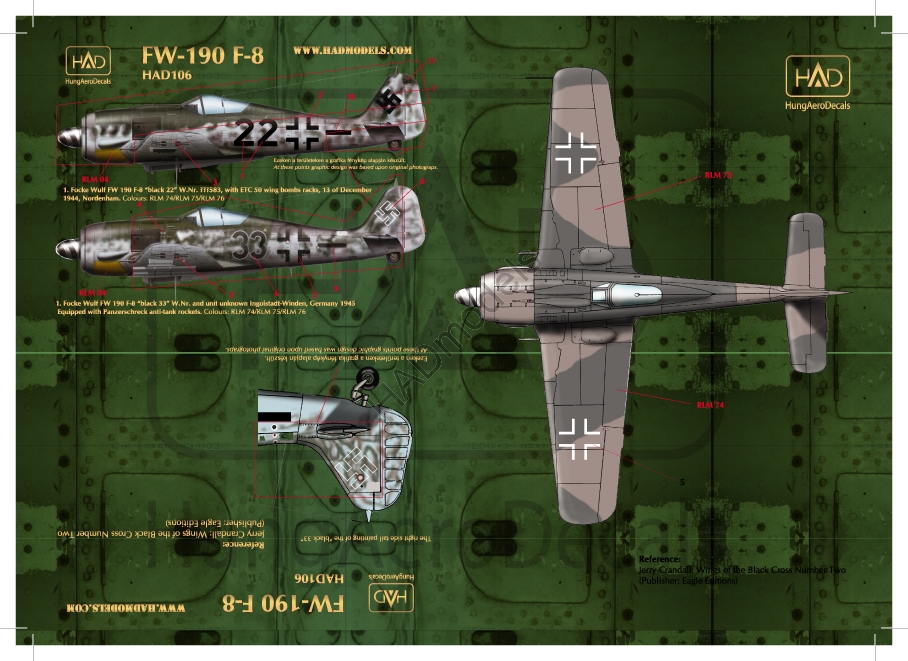 Decal 1/72 Fw-190 F-8 (Luftwaffe) (HAD)